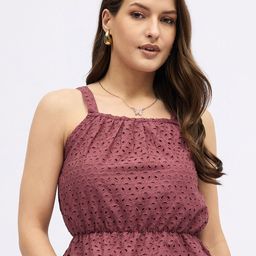 DressBerry Cotton Schiffli Peplum Crop Top-picture-23