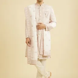 Manyavar Men Embroidered Sherwani Set with Dupatta-image-45