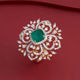 Kushal's Fashion Jewellery Gold-Plated Party Zircon-Studded Finger Ring-37