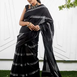 Craft Musium Ethnic Motifs Pure Cotton Bagru Saree-image-62
