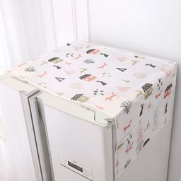 HOKIPO White & Green Printed Waterproof Fridge Cover With 6 Side Pockets-picture-40