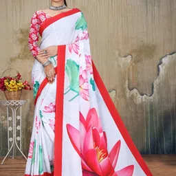 P D Silk Mills Floral Printed Pure Georgette Saree-image-50