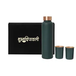 INTERNATIONAL GIFT Green Copper Water Bottle With 2 Glass & Box Home Gift Sets-image-47