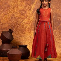 MIRALI Girls Embroidered Ready to Wear Cotton Lehenga & Choli-picture-51