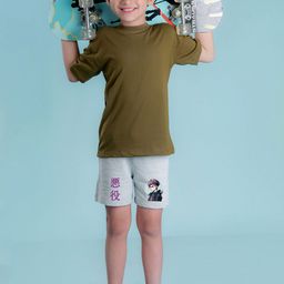 NUSYL Boys Graphic Printed Regular Fit Mid-Rise Cotton Shorts-9