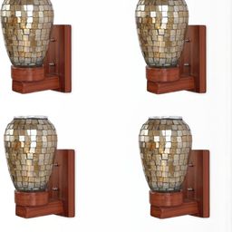 1ST TIME Pack of 4 Black & Gold-Toned Glass Traditional Cylinder Shaped Wall Lamps-picture-34