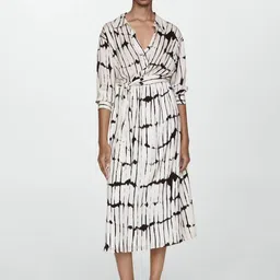 MANGO Printed Belted Shirt Midi Dress-24