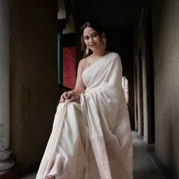 SANJANA SILK Floral Zari Art Silk Chanderi Saree-image-14