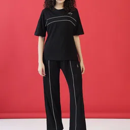PRRODALITY Printed Round Neck T-Shirt With Trousers Co-Ords-31