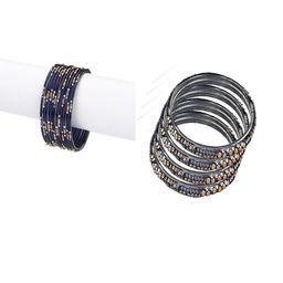 SOMIL Set of 16 Blue Alloy Artificial Stones & Beads Bangles-image-86