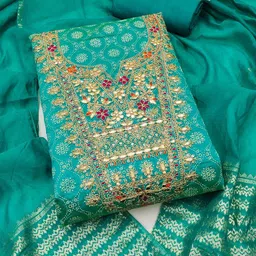 LeeliPeeri Designer Embroidered Unstitched Dress Material image 3