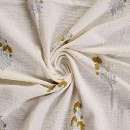 peepul tree Peepul TreePiece of 2 Off White & Mustard Block Printed Cotton Towel Set image 5