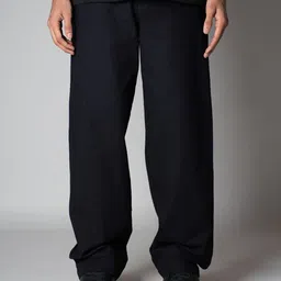 HOP HEAD Unisex Relaxed Straight Leg Easy Wash Pleated Trousers-image-16