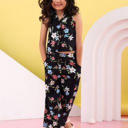 Superminis Girls Printed Shirt Collar Top With Palazzo-image-81