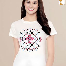 Mast & Harbour Women Typography 2 Printed Applique T-shirt-image-45