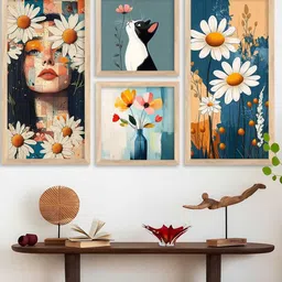WALLLANE Brown Wood Floral and Botanical Wall Paintings-27