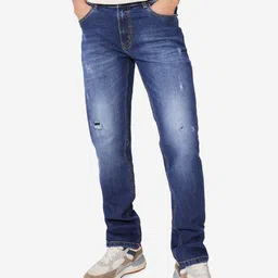 The Souled Store Men Slim Fit Low Distress Light Fade Stretchable Jeans-image-35