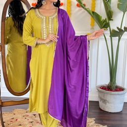 CaniBani Yellow Viscose Rayon Kurta Sets-50