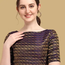 Oomph! Woven Design Boat Neck Jacquard Saree Blouse-picture-31