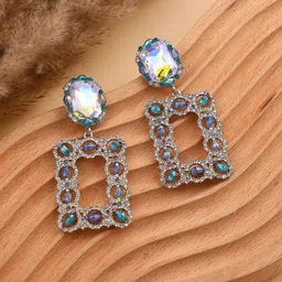 SOHI Silver-Plated Stone Studded The Gisele Drop Earrings-14