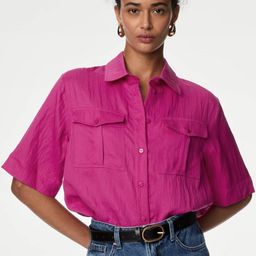 Marks & Spencer Women Spread Collar Solid Lyocell Casual Shirt-34