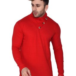 Blisstone High Neck Slim Fit Cotton Casual T-shirt-image-93