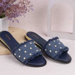 Metro Women Embellished Open Toe Flats-18