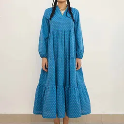 Prakriti Jaipur Print Puff Sleeve A-Line Midi Dress-image-27