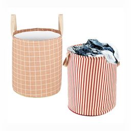 Aura 2Pcs Maroon & Brown Printed Cotton Foldable & Portable Laundry Bag With Handles-60 L-16