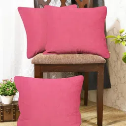 IVAZA Peach-Coloured Set of 3 Velvet Square Cushion Covers-11