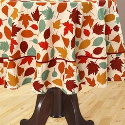 BILBERRY Furnishing by preeti grover Beige Floral Cotton Round 6-Seater Table Cover-image-71