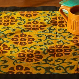 MAATIR DESIGNS  Yellow & Red Printed Table Runner image 4