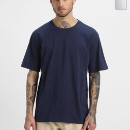 GLOWBERRY Men Pack of 2 Solid Round Neck Cotton Oversized T-shirts-image-73