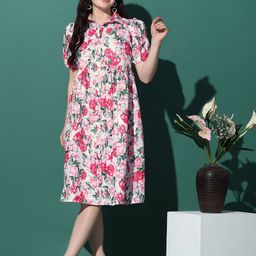 BAESD Floral Printed Puff Sleeve Fit & Flare Dress-image-55