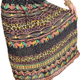 Exotic India Leopard-Spots Printed A-Line Maxi Skirt-image-48