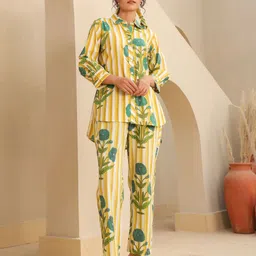 Rain & Rainbow Printed Pure Cotton Shirt Collar Neck Shirt & Trouser Co-Ords-image-29