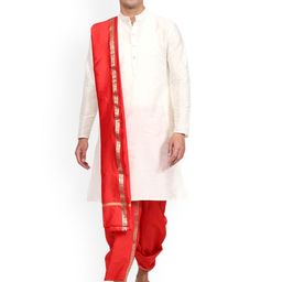 RAMESHWARAM FABRICS Men Solid Kurta with Dhoti Pant & Dupatta-39