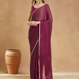 LOROFY Solid Beads and Stones Baluchari Sarees-picture-45