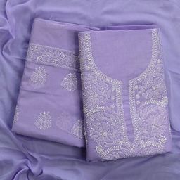 Seva Chikan Embroidered Unstitched Dress Material-image-12