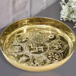 DSH Crafting Your Curiosity Glossy Brass Pooja Thali-97