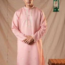 5 Stitch Ethnic Motifs Printed Band Collar Straight Kurta With Pyjamas-image-5