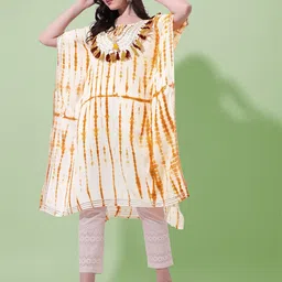 KALINI Women Ethnic Motifs Printed Shibori Daily Kaftan Kurtas-image-28
