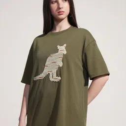 Street By Tokyo Talkies Self Design Embroidered Drop-Shoulder Sleeves Oversized T-shirt-image-97
