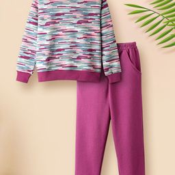 Tiara Girls Printed Pure Cotton Sweatshirt With Jogger-image-58