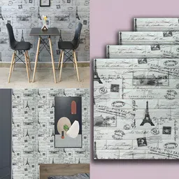 Lukzer 4-Pcs Grey & Black Printed Self-Adhesive Wall Panels-9