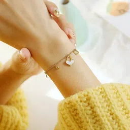 MYKI Stainless SteelGold-Plated Artificial Stones StuddedLink Bracelet-57