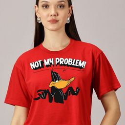 Dreambe Women Printed Drop-Shoulder Sleeves T-shirt-image-7
