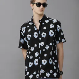 Voi Jeans Men Relaxed Fit Spread Collar Floral Printed Cotton Casual Shirt-image-48