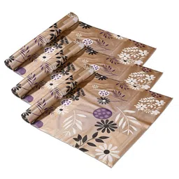 Kuber Industries Brown 3 Pieces Floral Printed Water Resistant Shelf Liner-96
