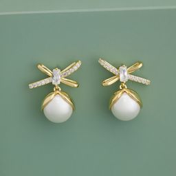 Kushal's Fashion Jewellery Gold-Plated Zircon Spherical Shaped Trendy Drop Earrings-picture-35